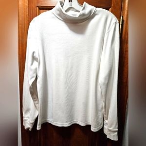 Karen Scott Women's Long Sleeve Turtle Neck Sweater, White, size L